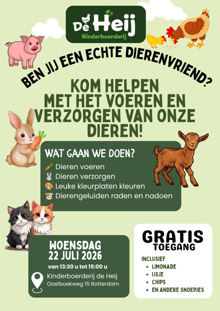 Kinderboerderij de Heij -activiteit 22 juli 2026